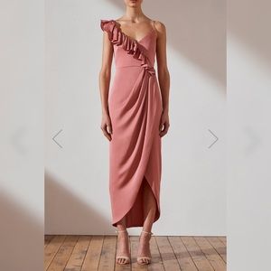 Shona Joy LUXE ASYMMETRICAL FRILL DRESS - ROSE